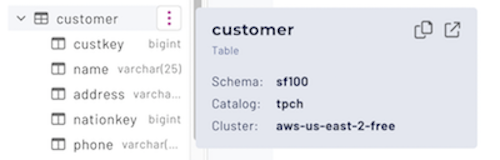 Click table name