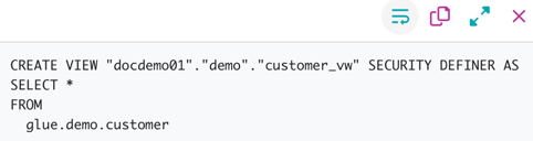 Query editor show create view dialog
