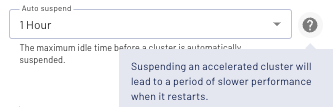 Auto suspend tooltip for accelerated cluster